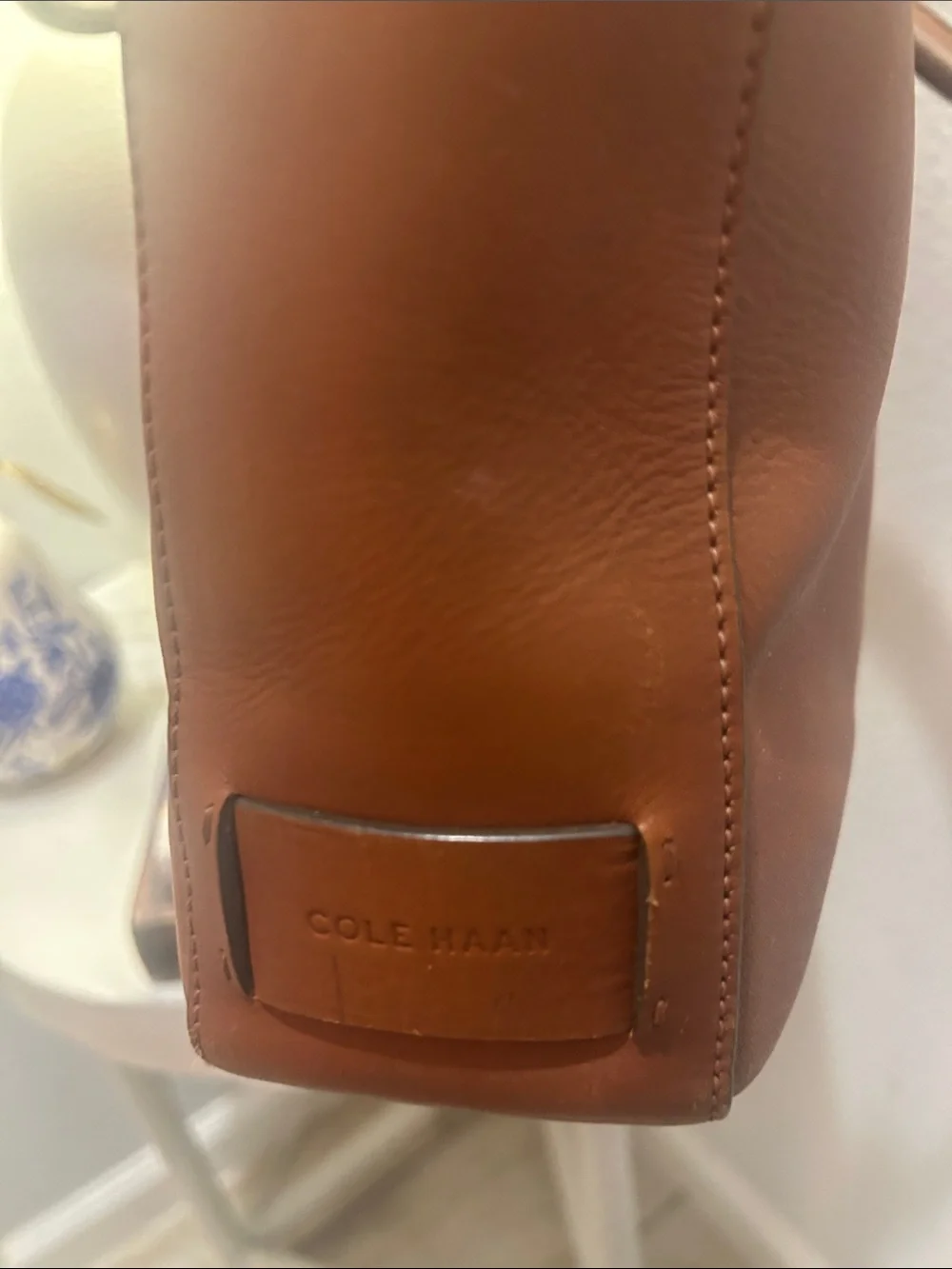 Cole Haan Cognac Leather Laptop Briefcase